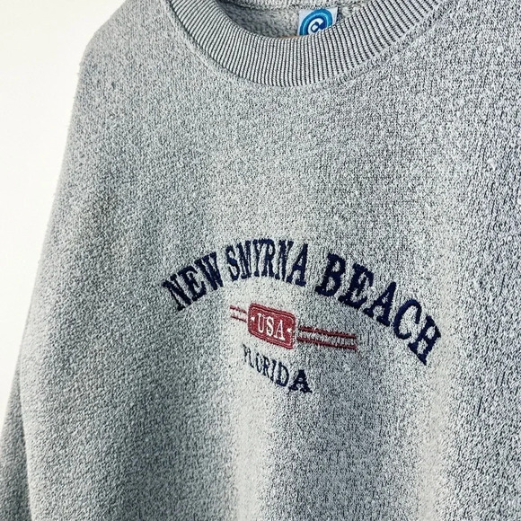 Vintage Waffle knit Sweatshirt - New Smyrna Beach - grey - size M - Picture 2 of 5